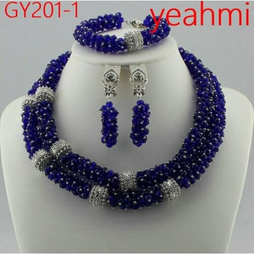 2018 New Dubai Gold Jewelry Sets Fashion Bridal Gift Nigerian Wedding African Beads Jewelry Set Chunky Pendant Necklace GY201-2