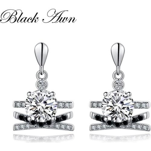 2021 New Vintage 3.9g 925 Sterling Silver Fine Jewelry Trendy Engagement Earrings for Women Female Wedding Earrings T155