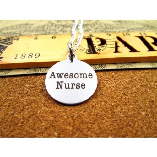 3pcs/lot Fashion stainless steel necklace "Awesome nurse" Charms Pendant necklace Jewelry Gift more style for choosing