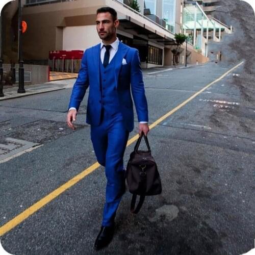 Royal Blue Suits For Wedding Groom Wear Business Man Outfit Bridegroom Wear Business Attire Best Man Blazer Terno Masculino 3 Pc