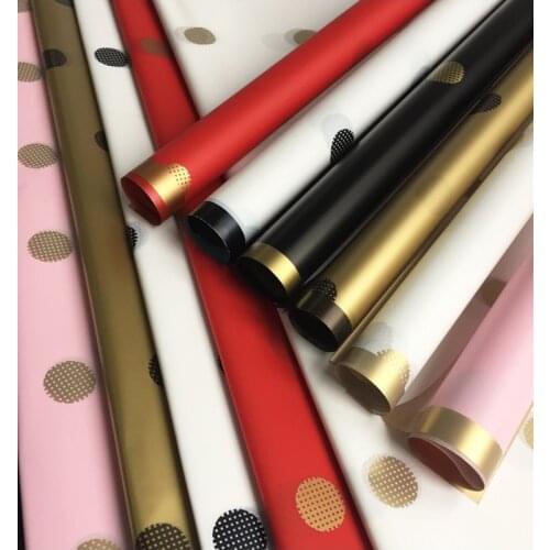 5PCS/Bag Wave Point Pattern Colorful Wrapping Paper Artesanato Flower Packaging Bouquet Waterproof Rose Decor Florist Supplies