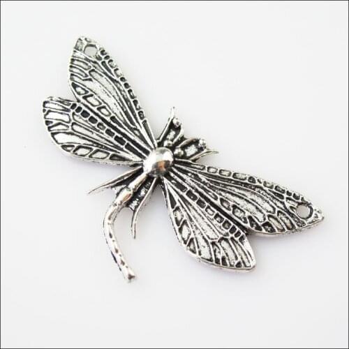 New 8Pcs Tibetan Silver Color Dragonfly Animal Charms Pendants Connectors 30x48.5mm