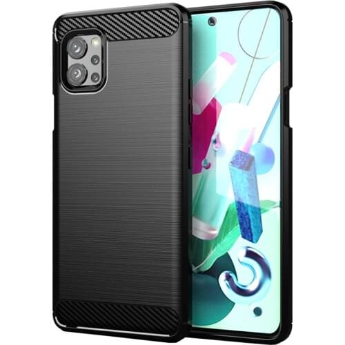 Shock Absorption Cover Soft TPU Anti Scratch Carbon Fiber Design Back Case for LG Q92 5G