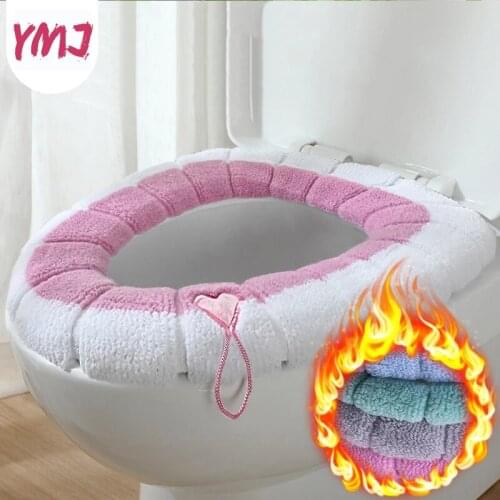 Velvet Coral Toilet Seat Cover Bathroom Accessories Winter Comfortable Toilet Cover Household Closestool Mat Seat Case Lid Cover