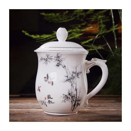 Jingdezhen crescent cups large capacity bone china teacup filter ceramic set with lid office meeting tea cup G box packaging