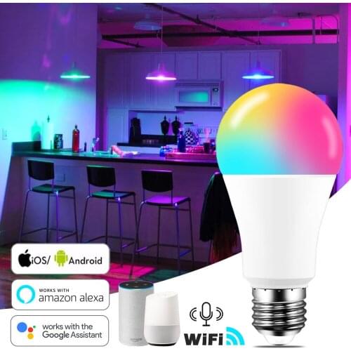 E27 RGB WIFI/Bluetooth LED Bulb AC85-265V Light 15W RGB Changeable Colorful RGBWW LED Lamp with Remote+Memory Mode for Home Lamp