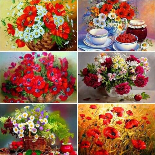 Evershine Diamond Embroidery Sale Flowers Cross Stitch Diamond Painting Full Square Flower Rhinestones Pictures Diamond Mosaic