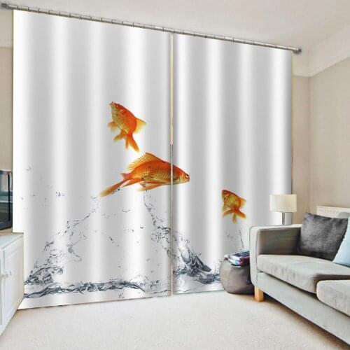 Photo white background gold fish curtains Thick shading soundproof windproof curtain