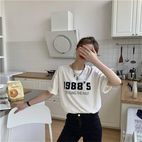 New Fashion T shirts Women Spring Summer Letters Print Short Sleeve O Neck Women Top Cotton Spandex T-shirt Femme