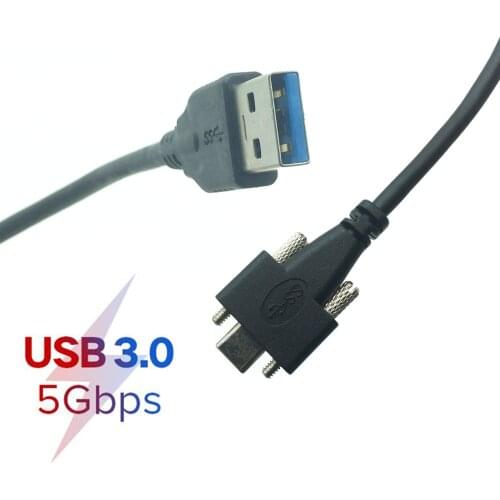 USB C Cable USB 3.1 Type-C Dual Screw Locking to Standard USB3.0 Data Cable 90 Degree for Camera 5Gbps 1m