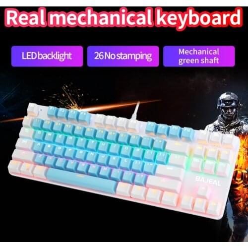 K100 Gaming Keyboard Wired 87 Keys Blue Switch Mechanical Keyboard Household Computer Accessories for Computer