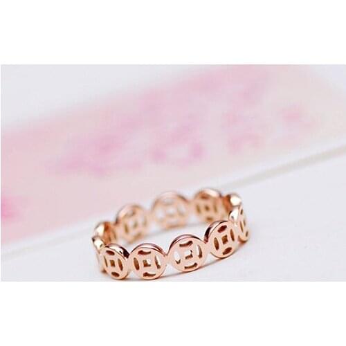 YUN RUO 2020 Rose Gold Color Cute Coin Tail Ring for Woman Girl Gift 316 L Stainless Steel Jewelry High Polish Prevent Allergy