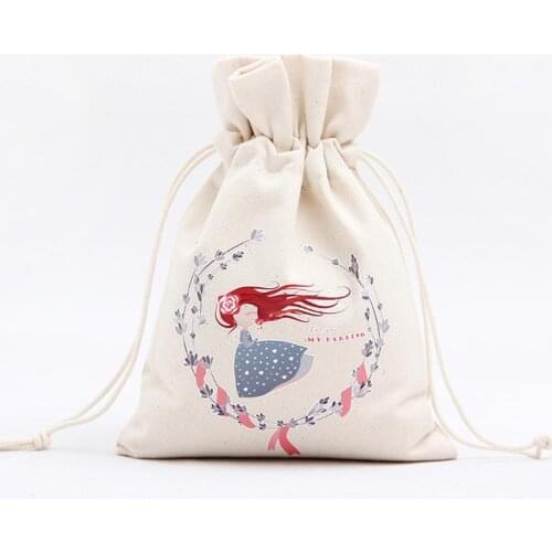Creative Christmas Printed Handmade Cotton Linen Bag Storage Bag Coffee Beans Tea Gift Bags Wedding Party Candy Jewelry Bag