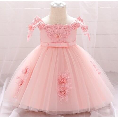 Beading Lace Tutu Floral Christening Princess Toddler Birthday Party Children Baptism Baby Girl Clothes Summer Dresses Vestidos