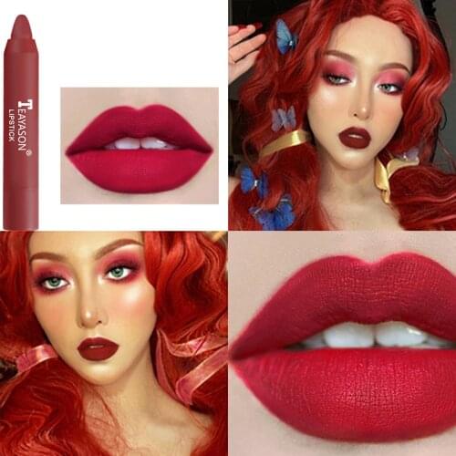 12 colors matte lipstick waterproof moisturizing color rendering long-lasting easy to color lipstick rotating lipstick pen