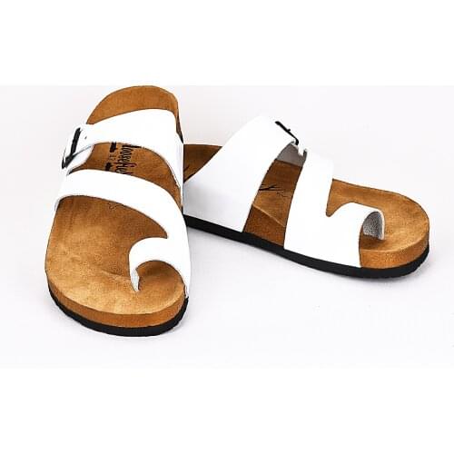 Moosefield Genuine leather New 2021 Summer season comfortable flat eva sole white Flip-flops orthopedic non-slip Mens slippers