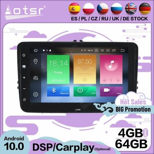 64GB Carplay Multimedia Stereo With Screen Android 10 Player For VW HC Volkswagen HC GPS BT Audio Radio 2 Din Receiver Head Unit
