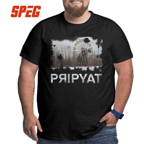 Casual Vintage Chernobyl Russia T-Shirt for Men Crewneck Cotton T Shirt Short Sleeve Big Tall Tees Plus Size Big Size Large