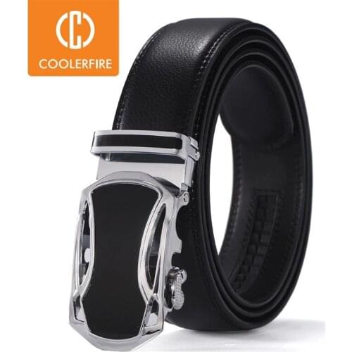 Men cow genuine leather belts for men high quality black Ratchet Automatic belt cinto masculino big size ZD083