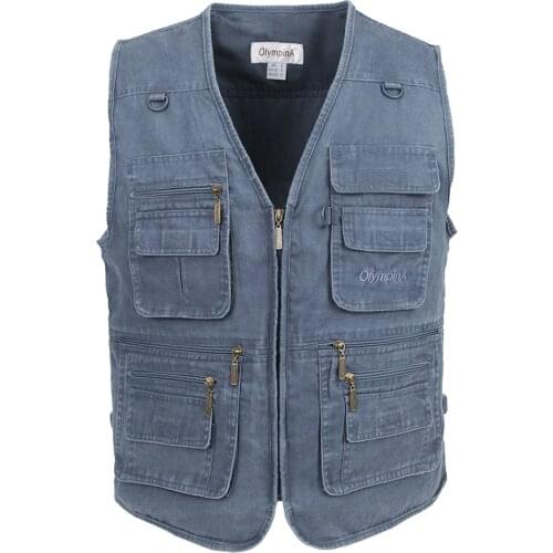 2020 Fishing Vest Summer Casual Mesh Men Outdoors Vest With Multi-Pockets Regular Two Colors Plus Size 3XL Cotton Waistcoat