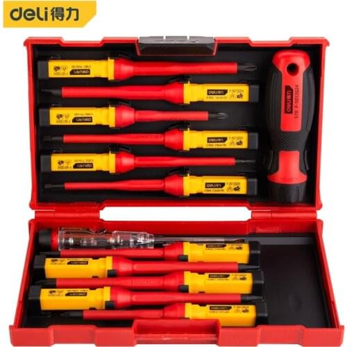 Deli 1/Set VDE Insulated Screwdriver Set CR-V High Voltage 1000V Magnetic Phillips Slotted Torx Screwdriver Electrican Hand Tool