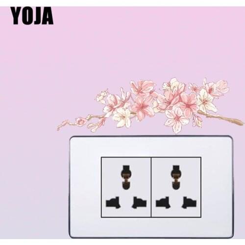 YOJA Cartoon Smart Lovely Pink Flower Switch Sticker Plant PVC Decorative Wall Decal Fashion Style 15SS0052