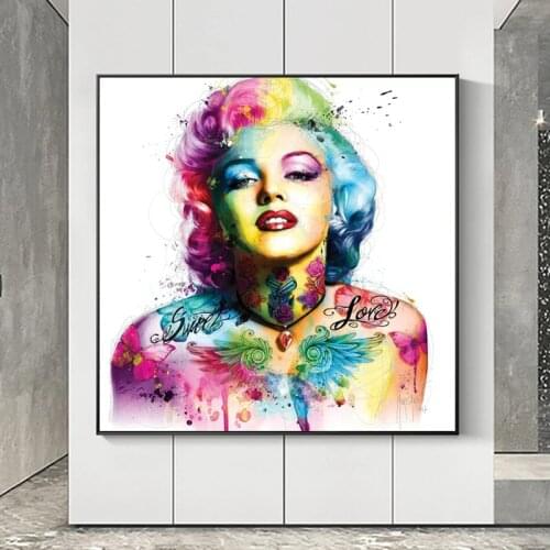 Marilyn Monroe Portrait Canvas Painting on The Wall Nordic Posters and Prints Graffiti Art Street Wall Picture Living Room Decor