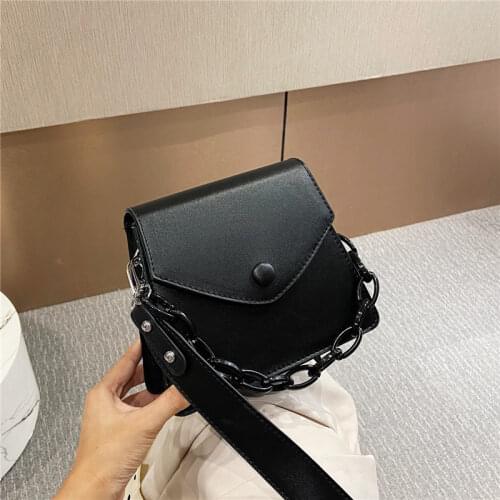 Solid Color Thick Chain Small PU Leather Crossbody Bags For Women 2021 Summer Shoulder Cross Body Bag Ladies Handbags