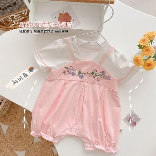 0-2 Years Old Baby Summer One-piece Rompers Baby Girl Chinese Style Short-sleeved Cheongsam Romper Bag Fart Clothes Rompers