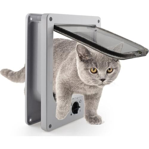 1PCS New Cat Flap Door 4 Way Lockable Pet Door For Small Kitten Dog Tiny Puppy Supplies Security Intelligent Control Pet Door