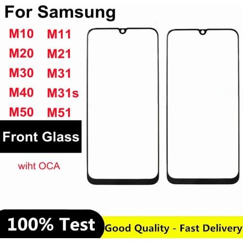 Front Panel For Samsung Galaxy M10 M20 M30 M40 M50 M11 M51 M515 M31S M31 M21 Front Outer Glass Lens with OCA Glue