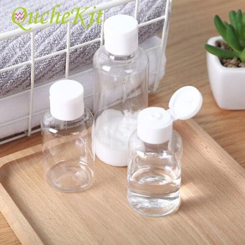 Plastic PET Clear Flip Lid Lotion Bottles Cosmetic Sample Container Travel Liquid Screw cap Fill Vials Screw Cap Fill Container