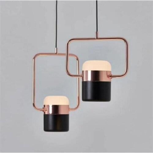 Post-modern Simple Seec Design Rose Gold Black Metal Led Pendant Light for Dining Room Bar Bedroom Deco 80-265V 1676