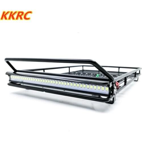 RC Car Roof Rack Luggage Carrier with 36 LED Spotlight Bar For 1/10 Trx4 RC4WD Cherokee Wrangler Axial Scx10