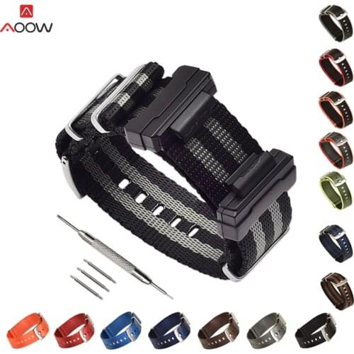 Nylon NATO Watchband for Casio G-Shock G-Shock GA-110/ 100,DW-5600,GW-6900 Sliver Ring Buckle Bracelet Band Strap With Adapters