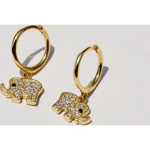 925 Sterling Silver Earring Fashion Cute Animal Zircon Elephant Short Drop Earring Trend Simple Wild Girl Women Ear Jewelry