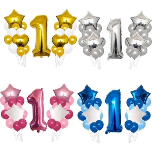 25pc/lot Baby Shower 1st Birthday Balloons Gold Black Foil Balloons Baby First Birthday Decor One Year Birthday Kids Party Decor
