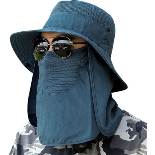 Fishing Sunhat Disassembled Breathable Outdoor Anti-uv Sun Hiking Caps Fisherman Large Eaves Adjustable Face Sunshade Hat