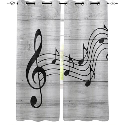 Wood Grain Musical Note Bedroom Modern Window Curtain for Living Room Decoration Curtains Home Textile Drapes