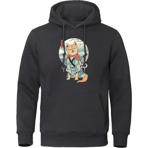 Shiba Inu Cartoon Printed Hoodie Men Loose Hoodies Fashion Designer Streetwear Funny Autumn Warm Male Pullover