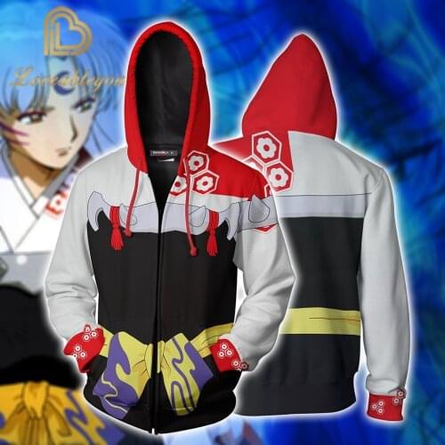 Inuyasha Hoodies 3D Printed Zipper Up Hoodies Sweatshirt Pullover men women spring autumn Coat Jacket Tracksuit