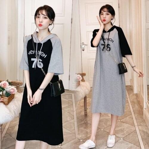 Thin Dress Plus Size WomenS Summer Loose Hooded T-Shirt Skirt Trend