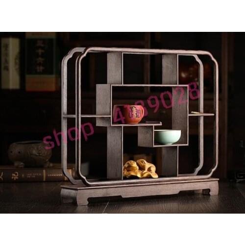Solid wood chicken wing wood, square (large size) curio shelves, ornament pendulum rack