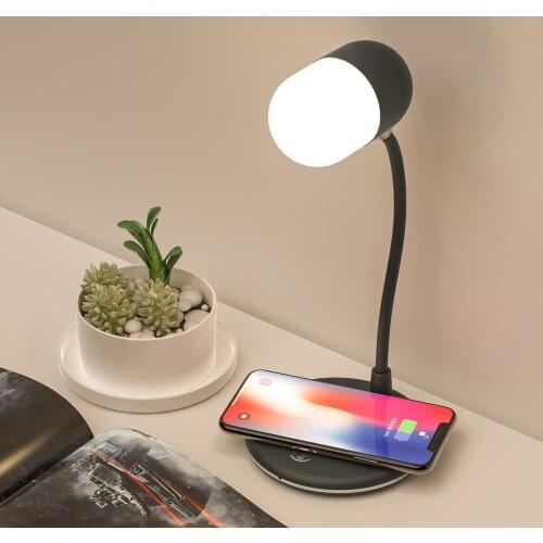 Smart Dimmable Desk Lamp with Wireless Charger Bluetooth Speaker for Bedroom Reading Light