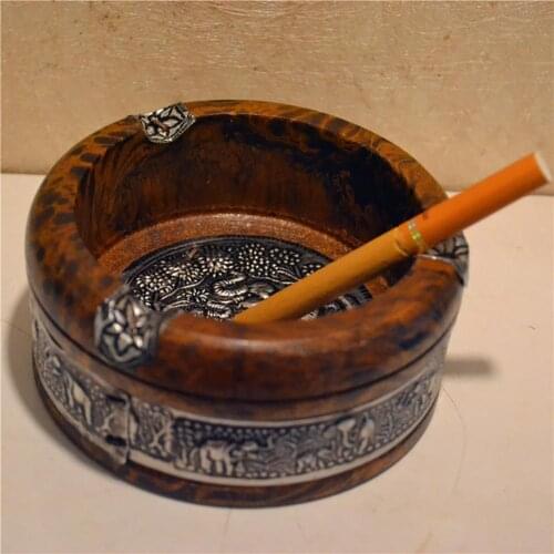 Vintage Wood Ashtray Tray Handmade Smoking Tobacco Ashtray Ash Tray Case for Home Smoking