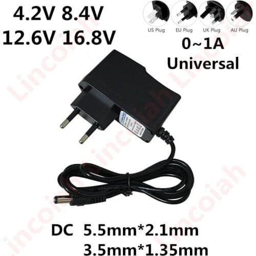 4.2V 8.4V 12.6V 16.8V 1A 1000mA 18650 Lithium Battery Charger DC 5.5MM*2.1MM 110-220V Lithium Li-ion Battery Wall Charger