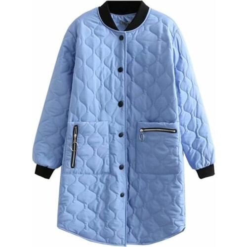 Plus Size Women Cotton Padded Jacket New Autumn/Winter Coat Solid Stand Collar Lightweight Cotton Clothing Female Mid Long Coats