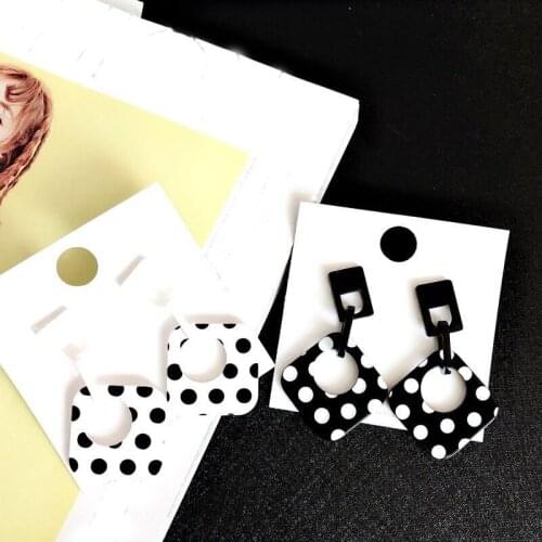 BELLAHYDIARY Punk Simple Acrylic Acetate Earrings Fashion Geometric White Black Polka Dots Drop Earring Jewelry Women Party 403