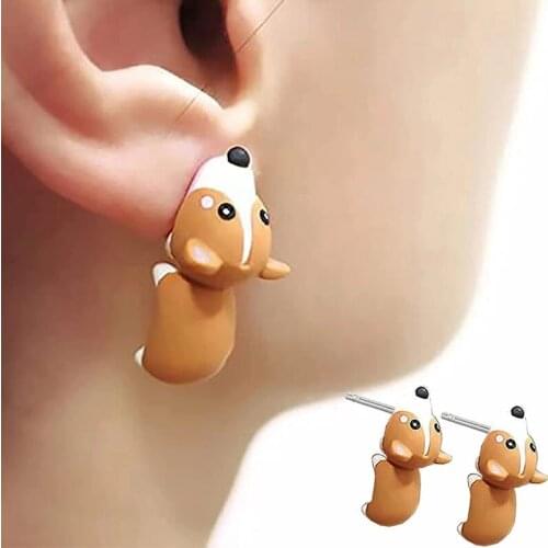 1 Pair Cute Animal Bite Earring Cartoon Hippo Soft Clay Casual Dinosaur Earrings Party Holiday Fun Kawaii Jewelry Gifts