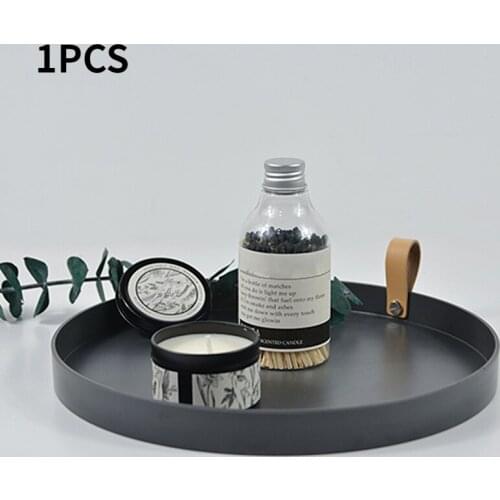 1 Piece Simple Solid Color Round Storage Tray Portable Bedroom Table Decorative Cosmetics Serving Tray Jewelry Sundries Display